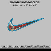 Swoosh Shoto Todoroki Embroidery File 4 size