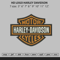 Harley D Logo Embroidery File 8 Size