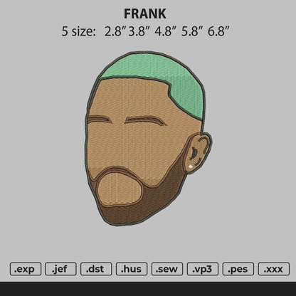 Frank Ocean Head Embroidery File 5 size