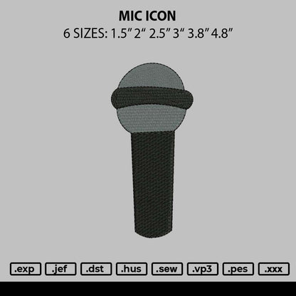 Mic Icon Embroidery File 6 sizes