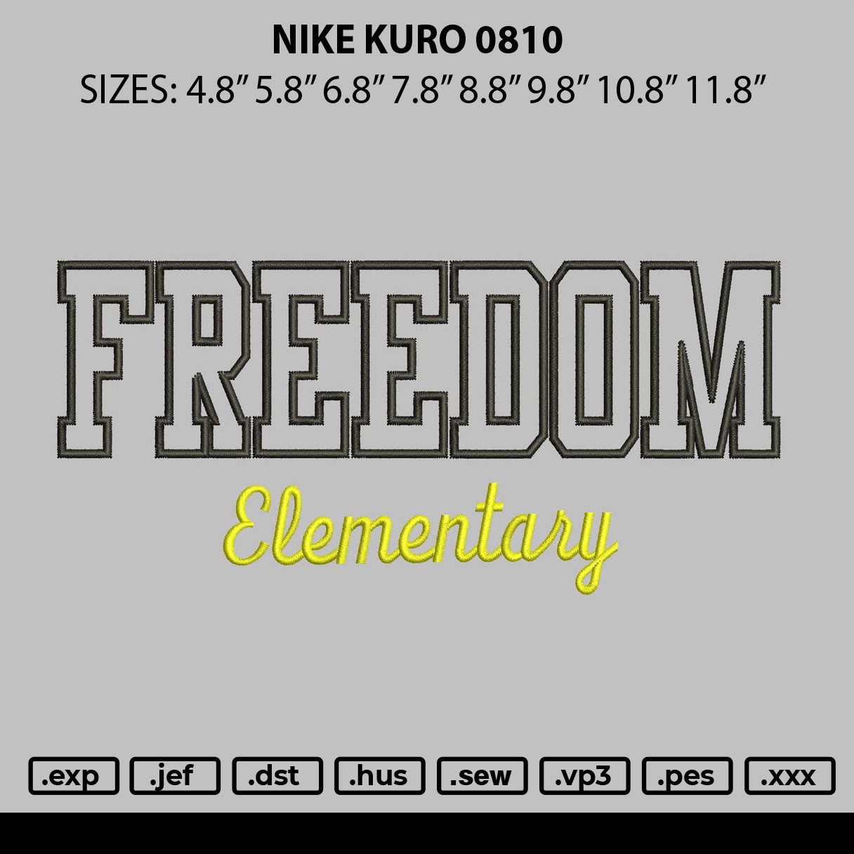 Freedom App Embroidery File 6 sizes