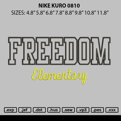Freedom App Embroidery File 6 sizes