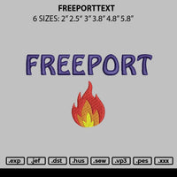 Freeporttext Embroidery File 6 sizes