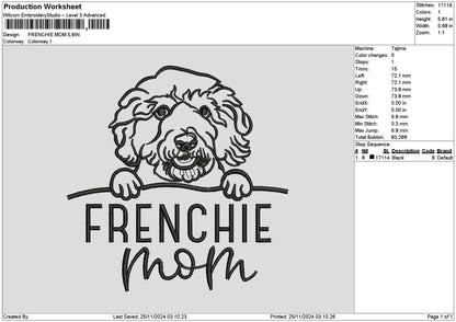 Frenchietext Embroidery File 6 sizes