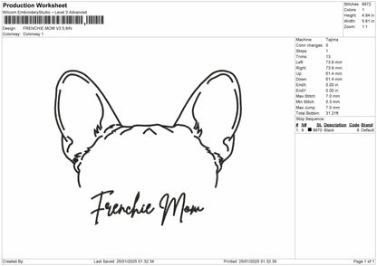 Frenchietext 03 Embroidery File 6 sizes
