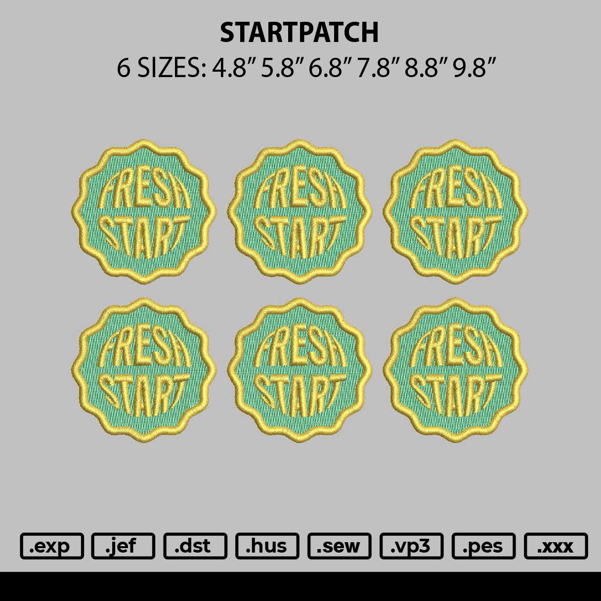 Startpatch Embroidery File 6 sizes