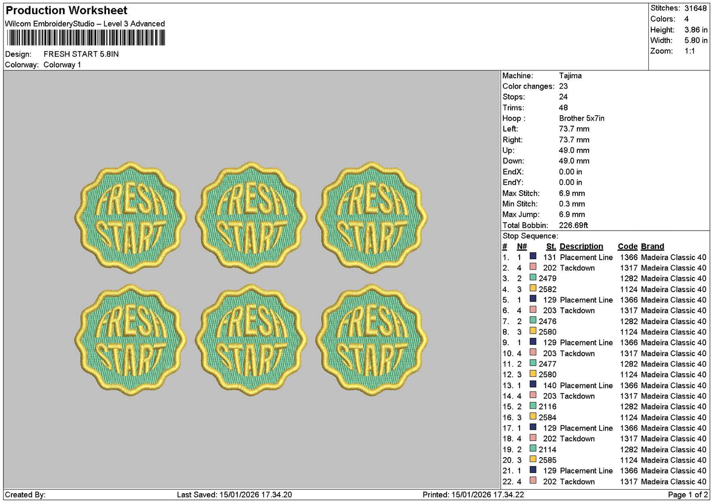 Startpatch Embroidery File 6 sizes
