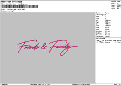 Friendstext 1005 Embroidery File 6 sizes