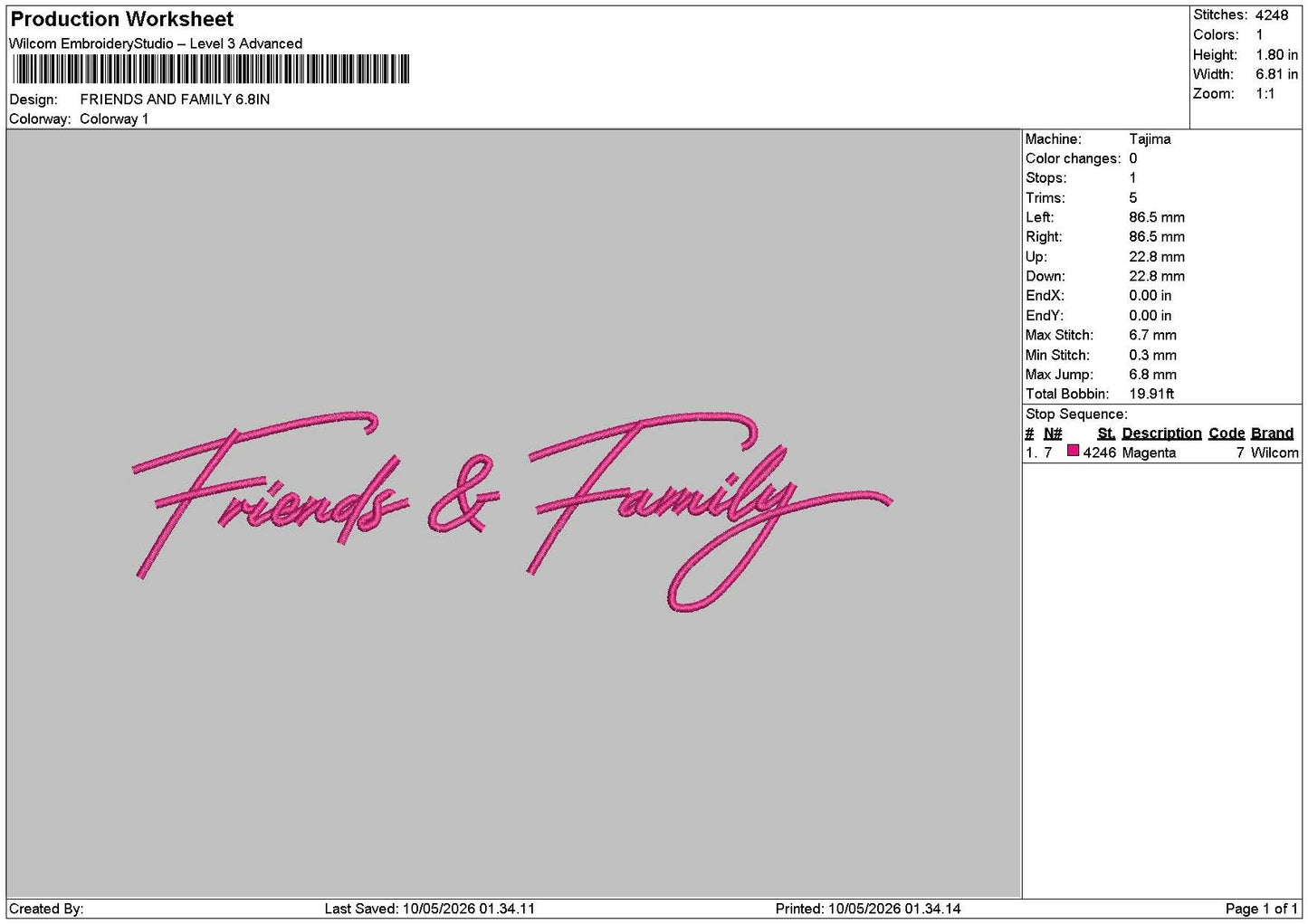 Friendstext 1005 Embroidery File 6 sizes