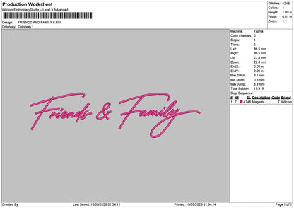 Friendstext 1005 Embroidery File 6 sizes