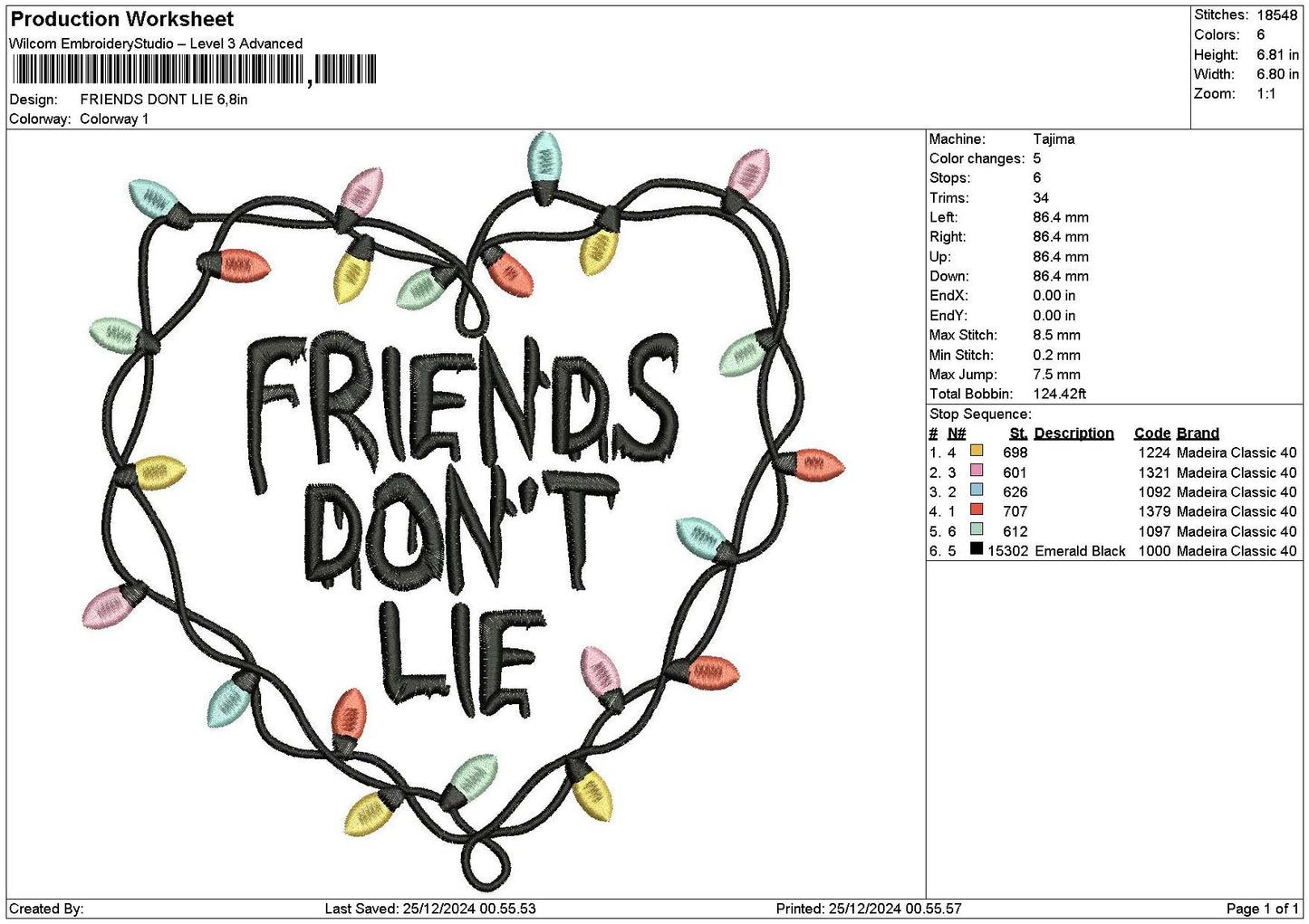 Friendstext 2512 Embroidery File 6 sizes