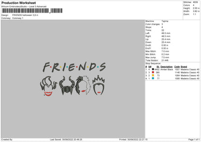 Friends Halloween Embroidery File 5 sizes