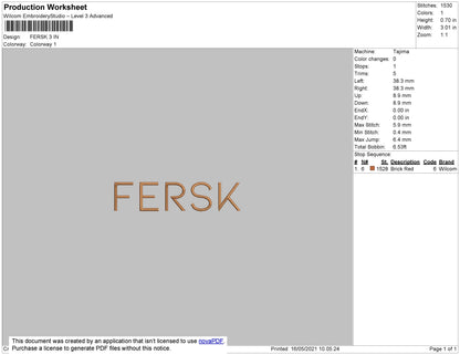 Fersk Text Embroidery File 4 size