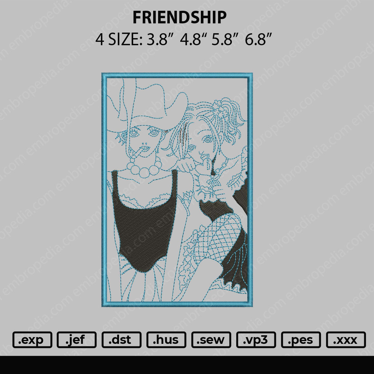 Friendship Embroidery File 4 size