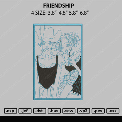Friendship Embroidery File 4 size