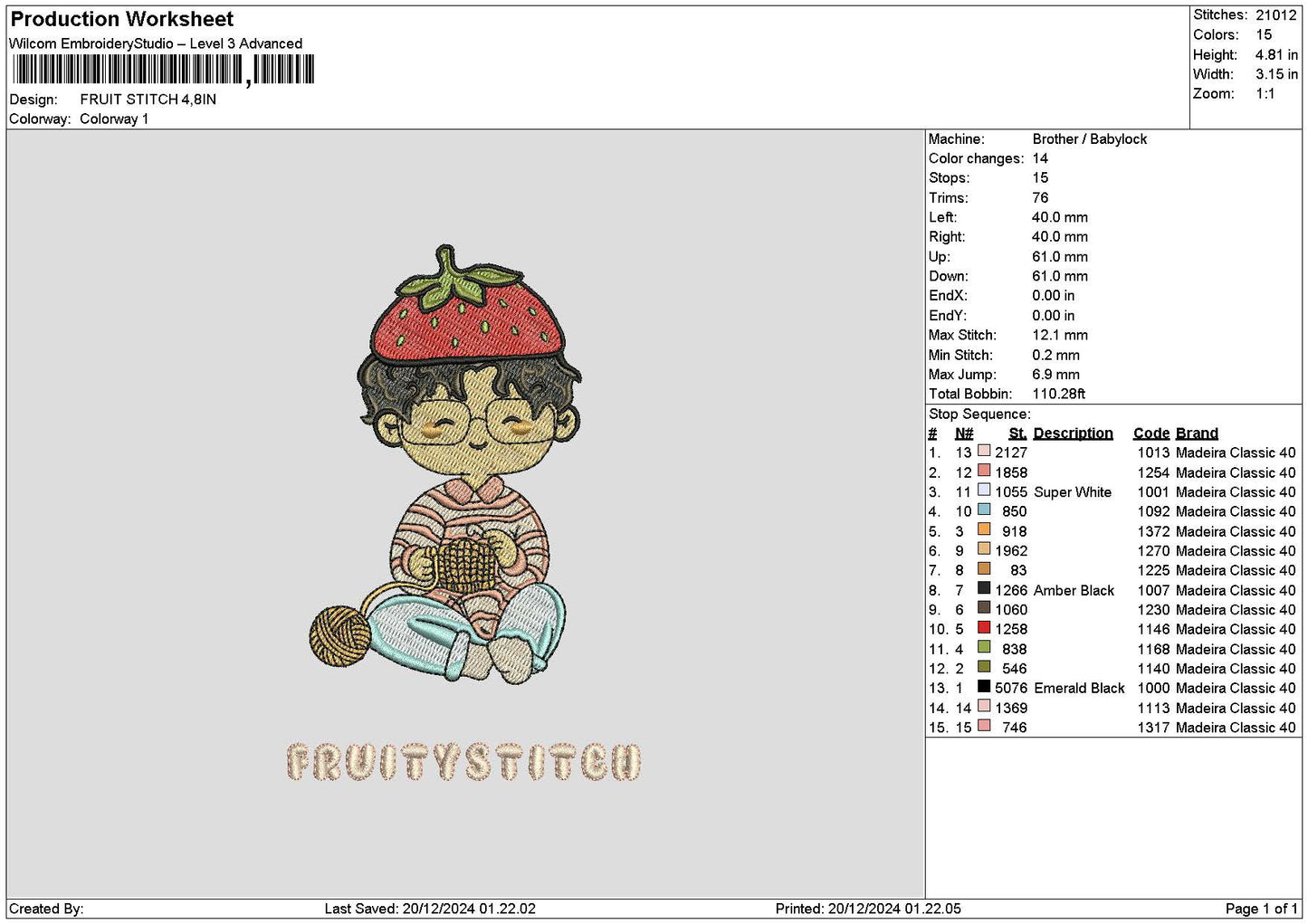 Fruity Text 02 Embroidery File 6 sizes