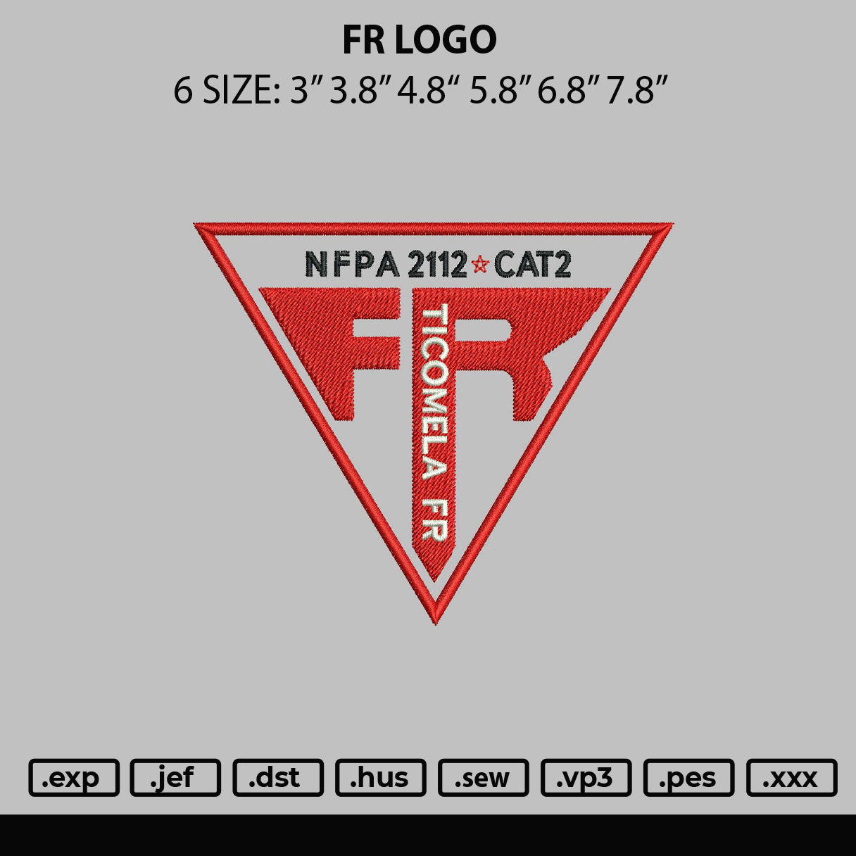 Fr Logo Embroidery file 6 sizes