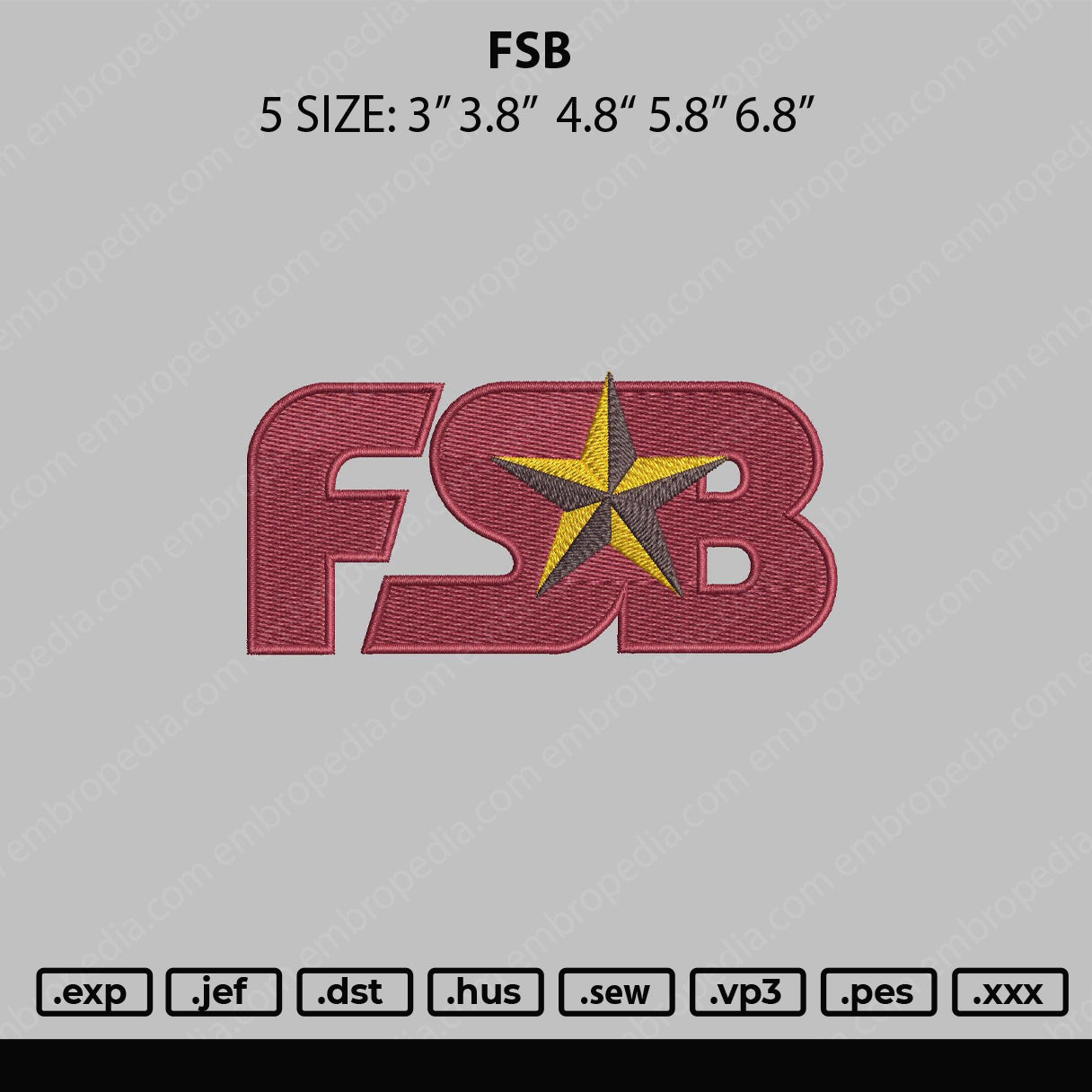 FSB Embroidery File 5 sizes
