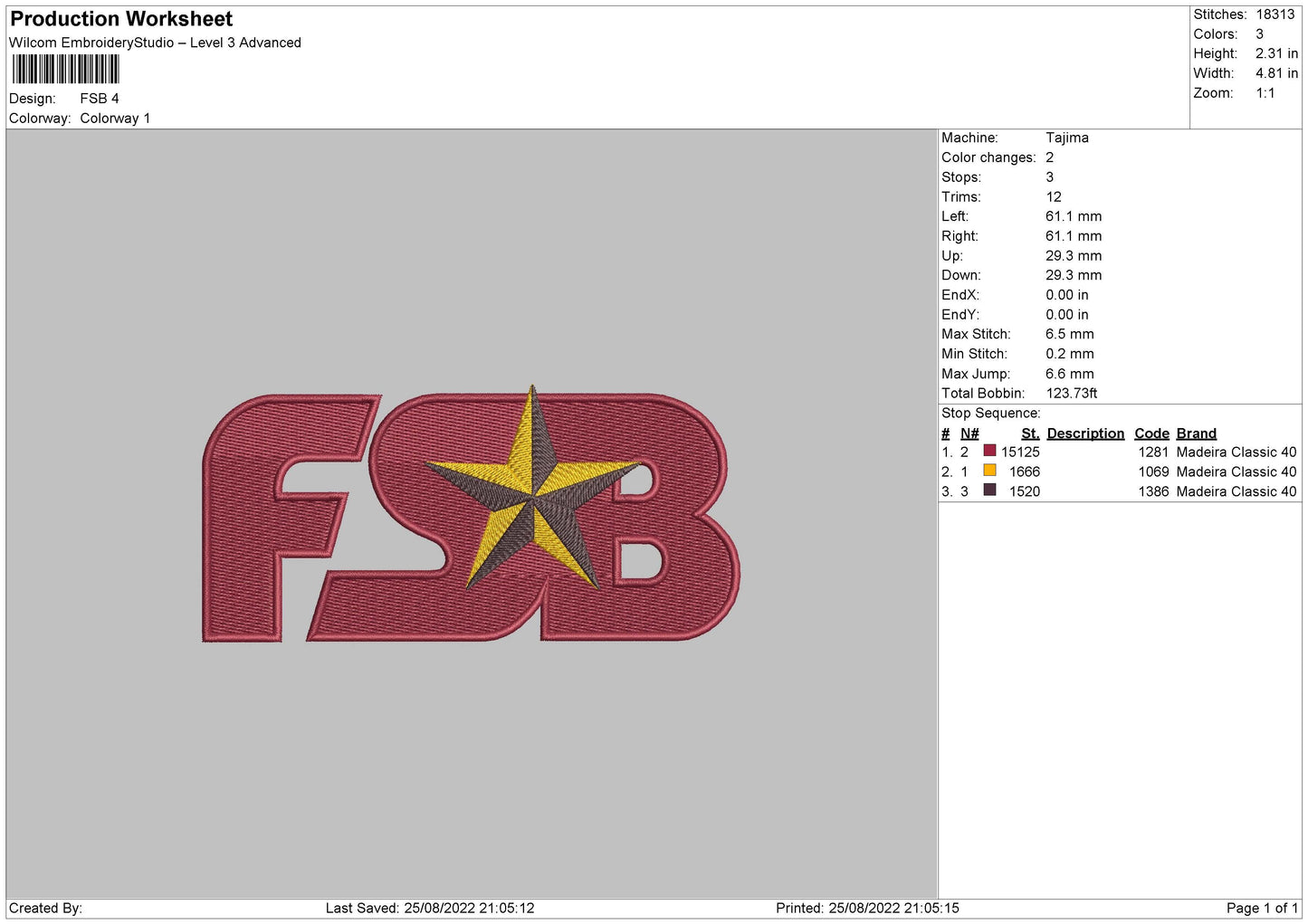 FSB Embroidery File 5 sizes