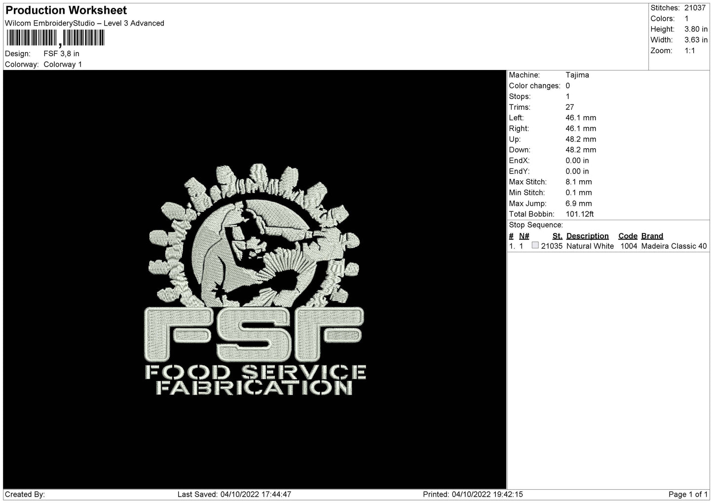 FSF Embroidery File 5 sizes