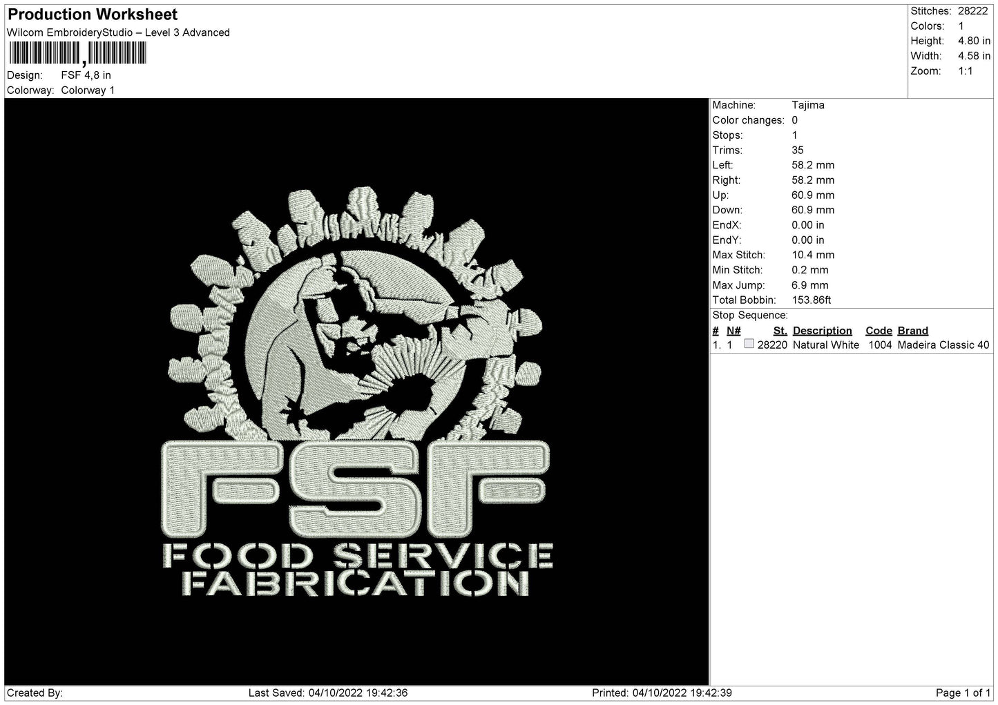 FSF Embroidery File 5 sizes