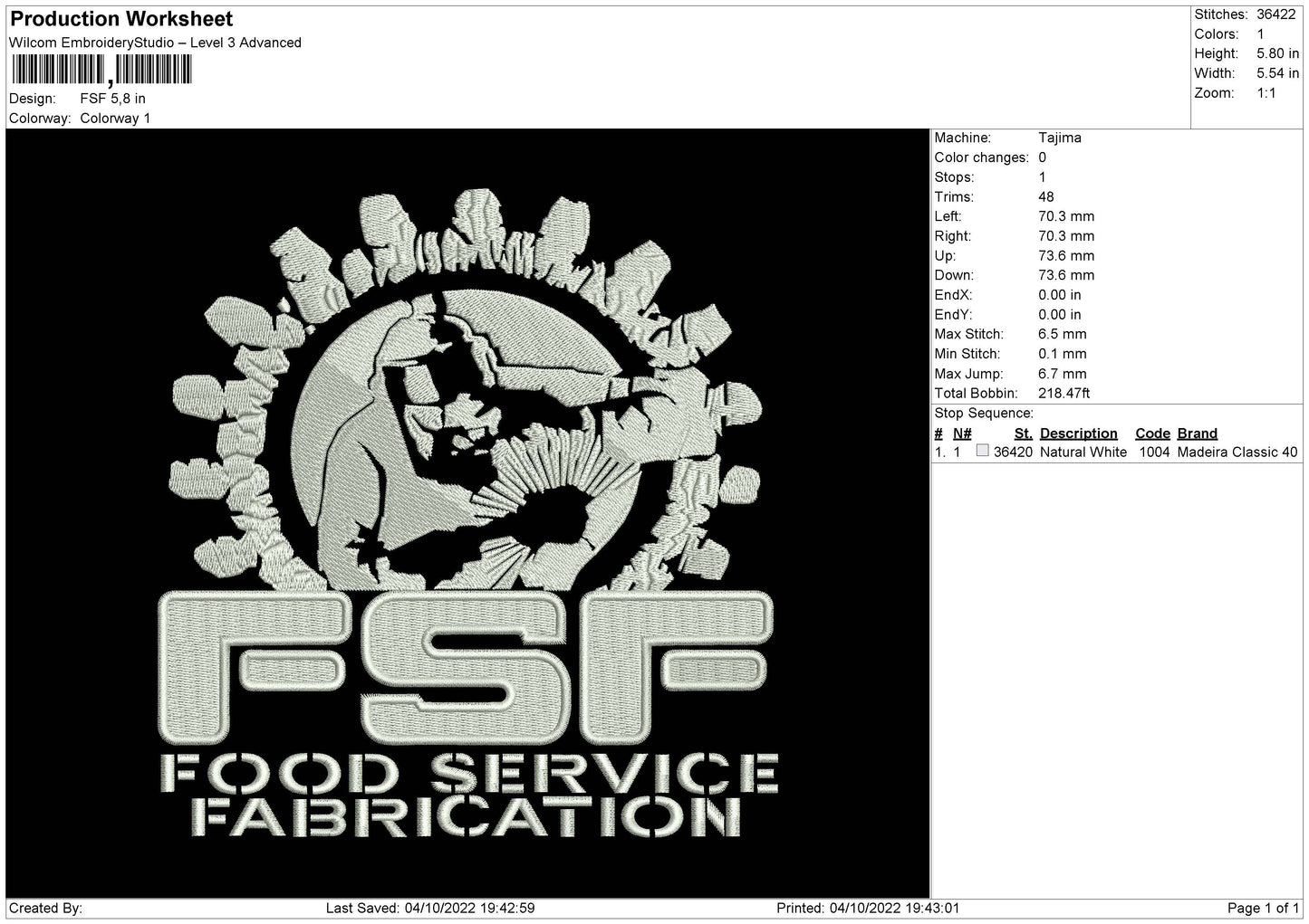 FSF Embroidery File 5 sizes