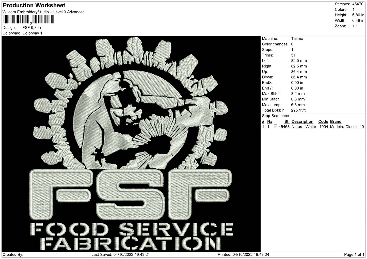 FSF Embroidery File 5 sizes