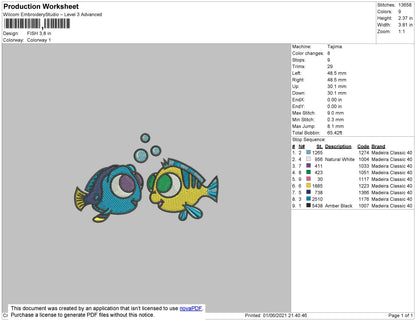 Fish Cartoon Embroidery File 4 size