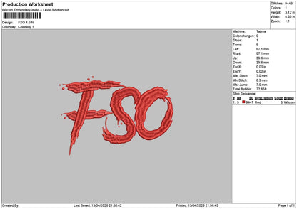 Fsotext Embroidery File 6 sizes