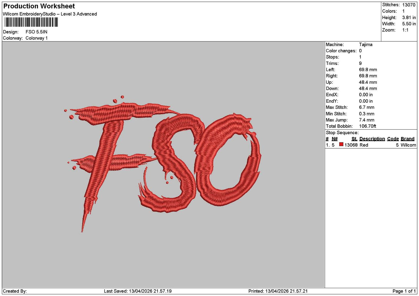 Fsotext Embroidery File 6 sizes