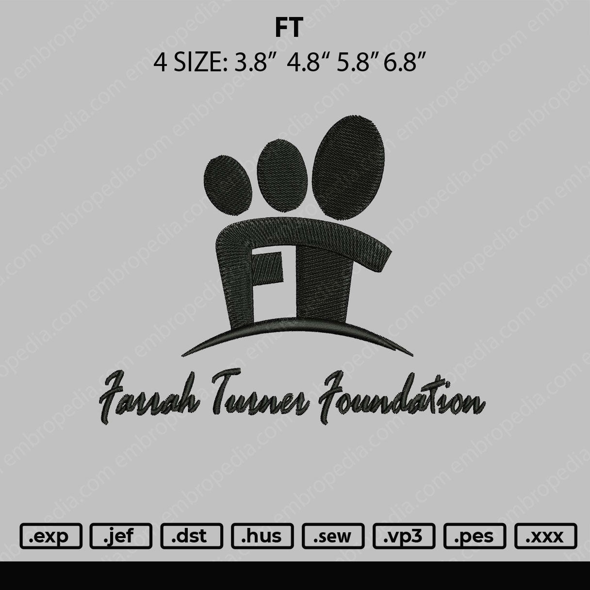 FT Embroidery File 4 size