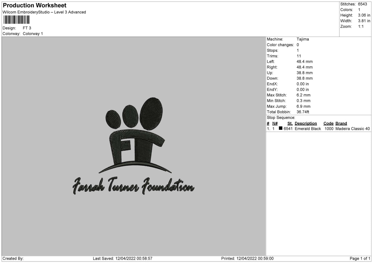 FT Embroidery File 4 size