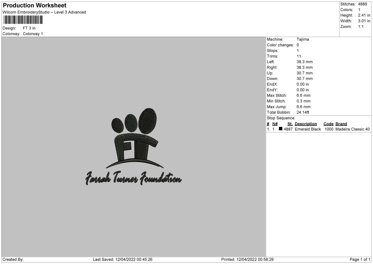 FT Embroidery File 4 size