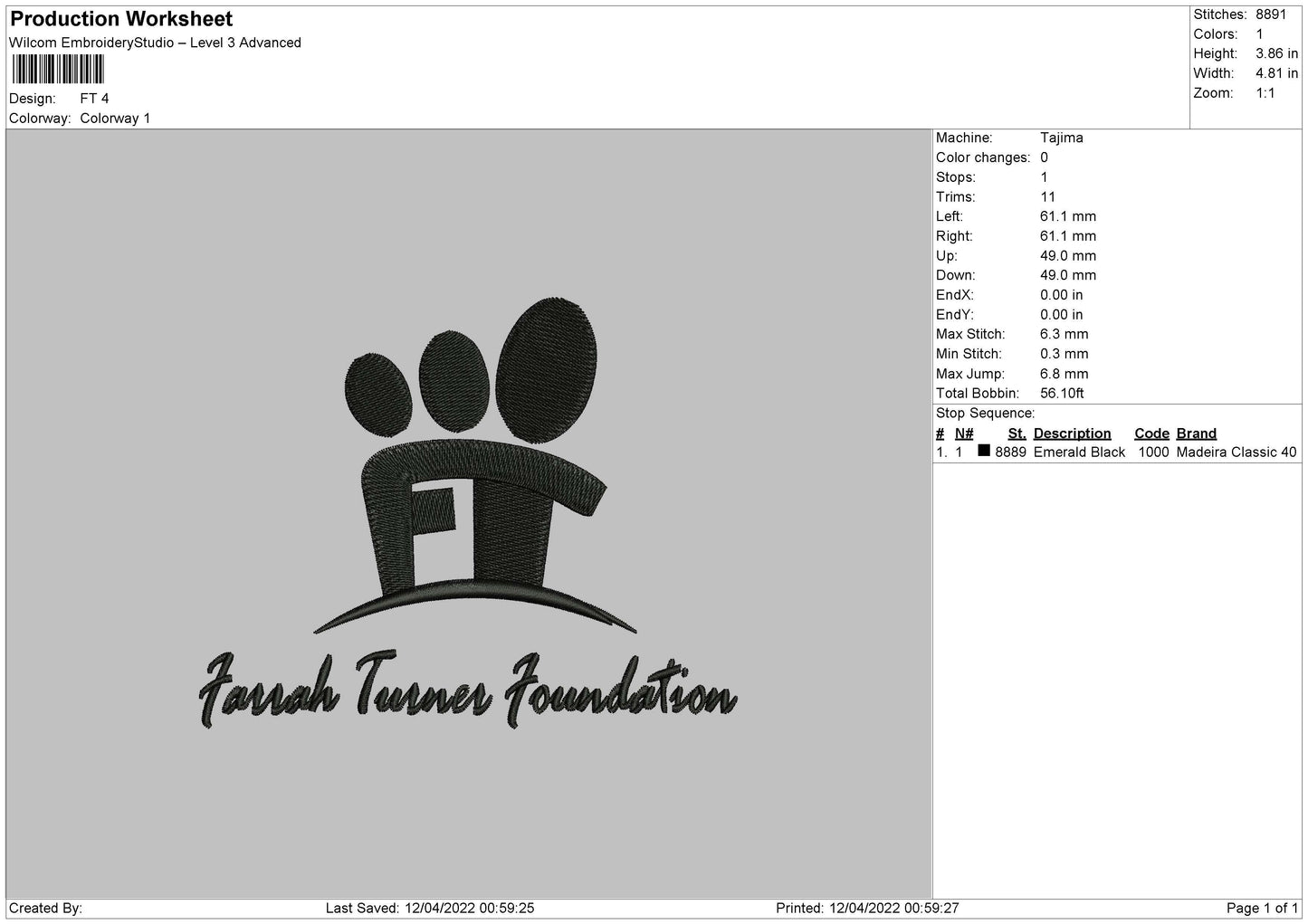 FT Embroidery File 4 size