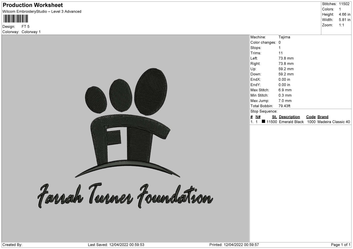 FT Embroidery File 4 size