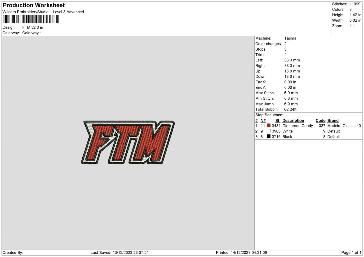 Ftm V2 Embroidery File 6 sizes