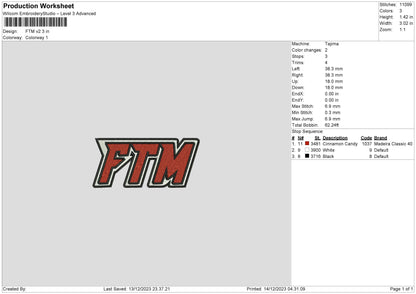 Ftm V2 Embroidery File 6 sizes