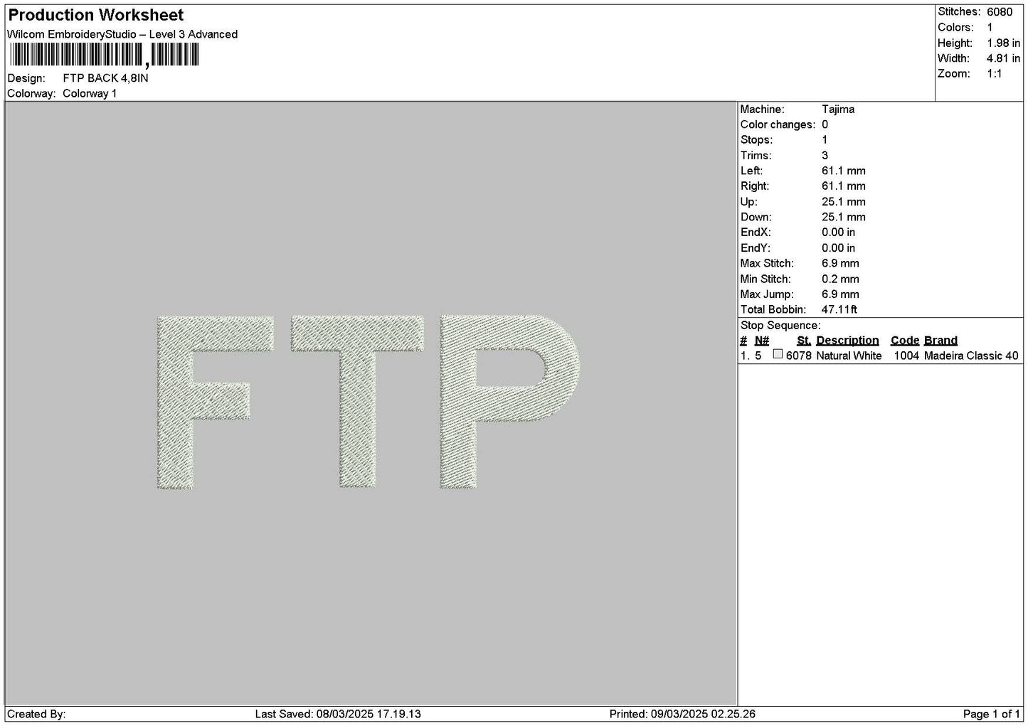 Ftptext Embroidery File 6 sizes