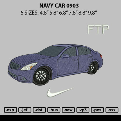 Navy Car 0903 Embroidery File 6 sizes