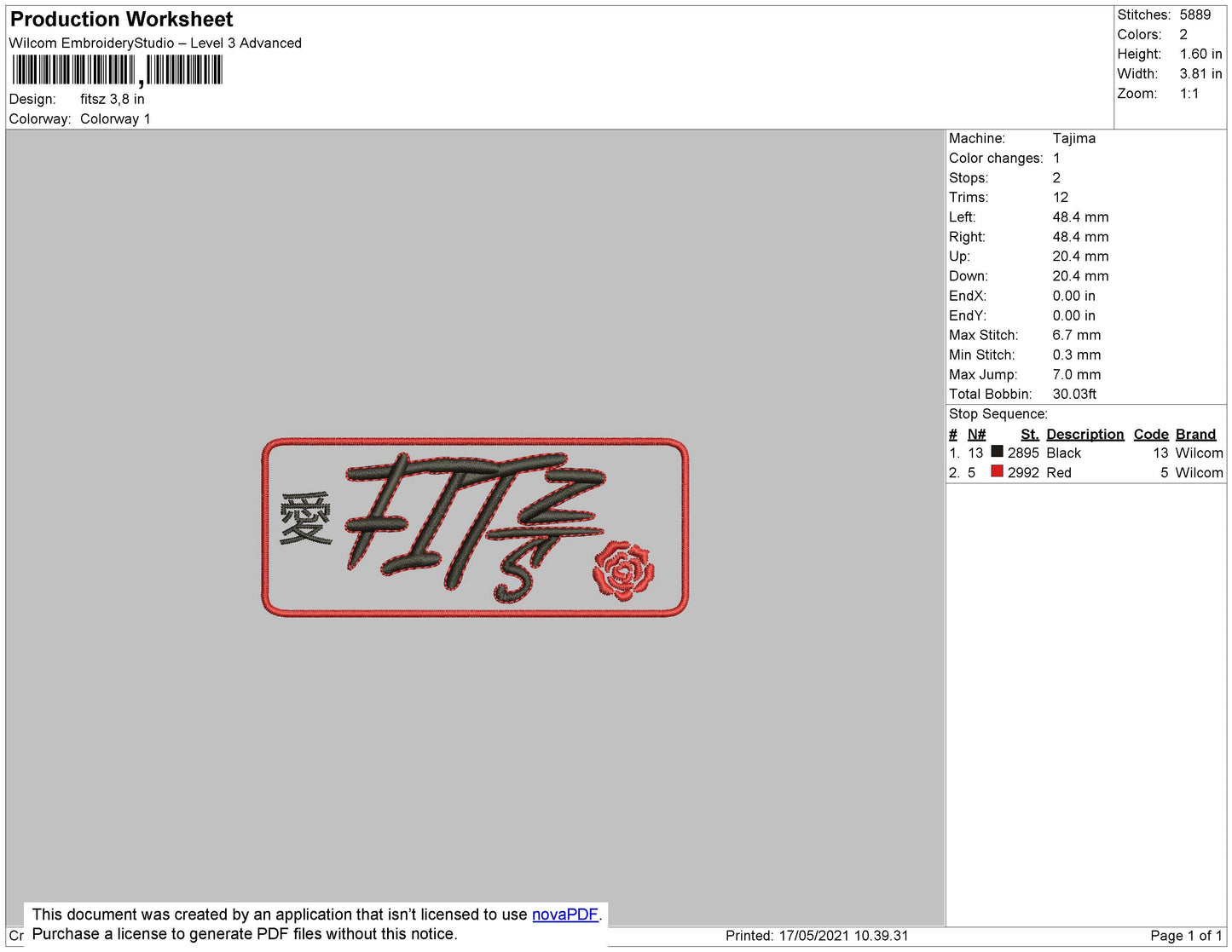 Fitsz 02 Embroidery File 4 size