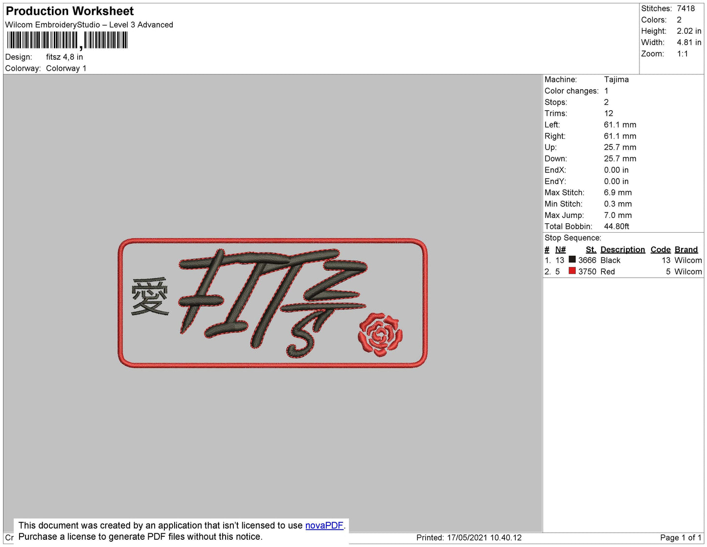 Fitsz 02 Embroidery File 4 size