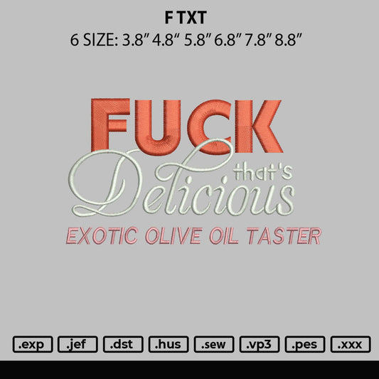 F Txt Embroidery File 6 sizes