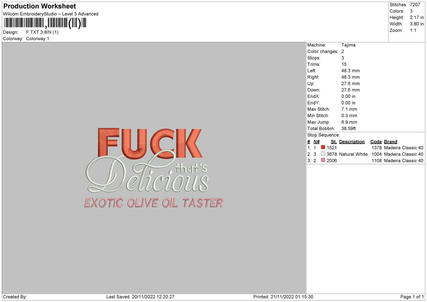 F Txt Embroidery File 6 sizes