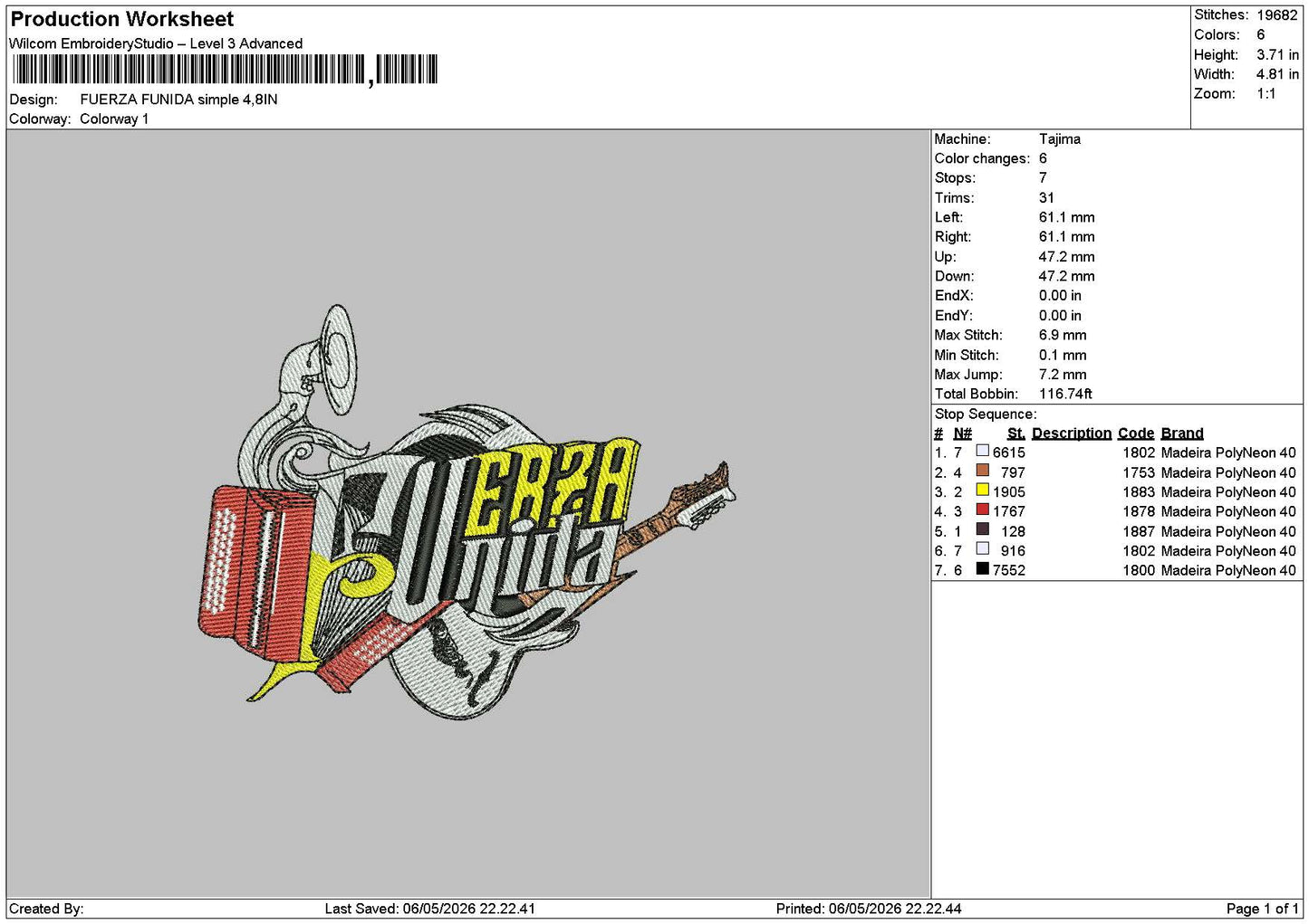 Fuerzatext Embroidery File 6 sizes