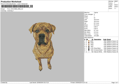 Dog Head 2908 Embroidery File 6 sizes