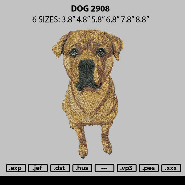 Dog Head 2908 Embroidery File 6 sizes