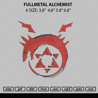 Fullmetal Alchemist Embroidery File 4 sizes