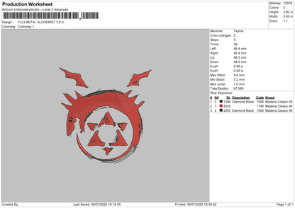 Fullmetal Alchemist Embroidery File 4 sizes
