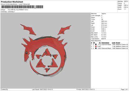Fullmetal Alchemist Embroidery File 4 sizes