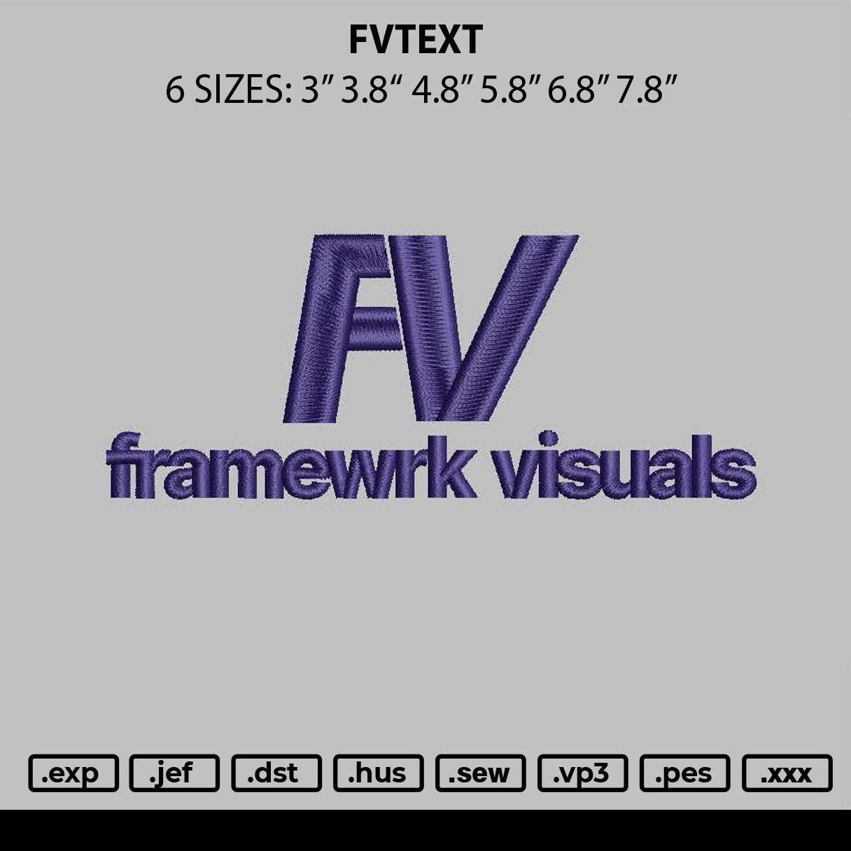 Fvtext Embroidery File 6 sizes